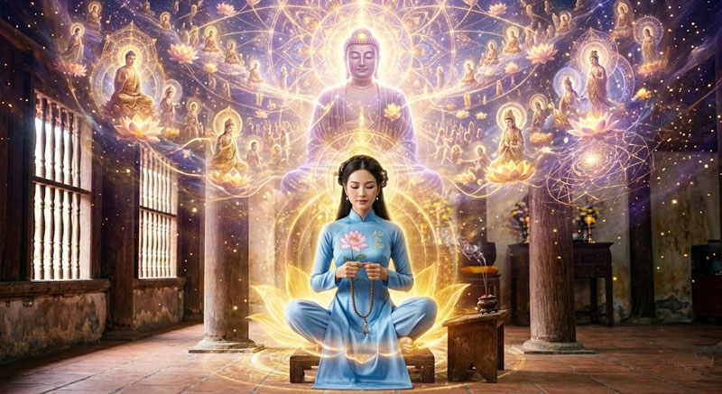Buông bỏ thân tâm thế giới. Đối với thân tâm (tâm chính là ý niệm) và vũ trụ không khởi tâm không động niệm, đó là nhất tâm bất loạn thượng thượng phẩm vãng sanh.