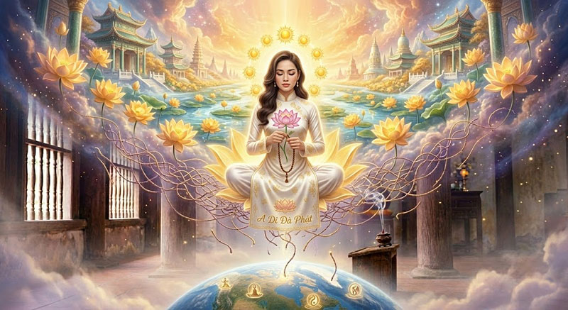 Trung phẩm là có khởi tâm động niệm, nhưng phân biệt chấp trước buông bỏ, sanh thế giới Tây Phương Cực Lạc vào cõi Phương Tiện Hữu Dư.
