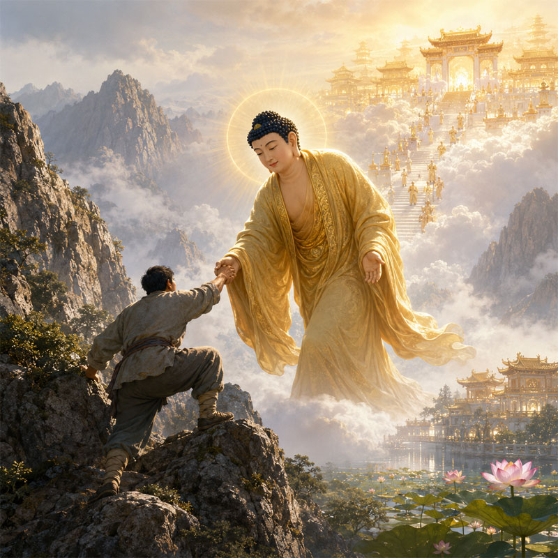Phật pháp ngoài pháp môn này ra, bất cứ một pháp môn nào cũng đều phải nhờ vào đoạn Hoặc kiến Chân (đoạn mê hoặc, thấy cái chân thật) của chính mình, không có cách nhờ vả tha lực; duy chỉ có pháp môn niệm Phật có sự trợ giúp của tha lực, đó là lúc vãng sanh, A Di Đà Phật đến tiếp dẫn, thấy được Phật là được Phật lực gia trì.