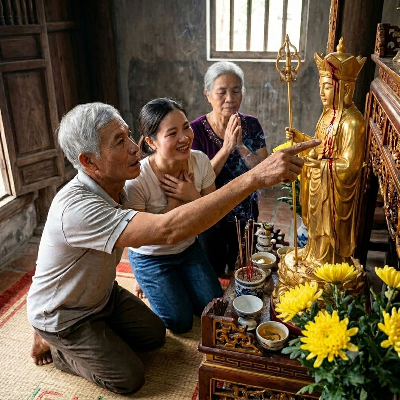 Nhờ Con Chí Thành Tạo Tượng Và Lễ Lạy Địa Tạng Bồ Tát Nên Chuyển Hóa Cha Mẹ Tin Phật Khi Chết Sanh Về Trời Đâu Xuất