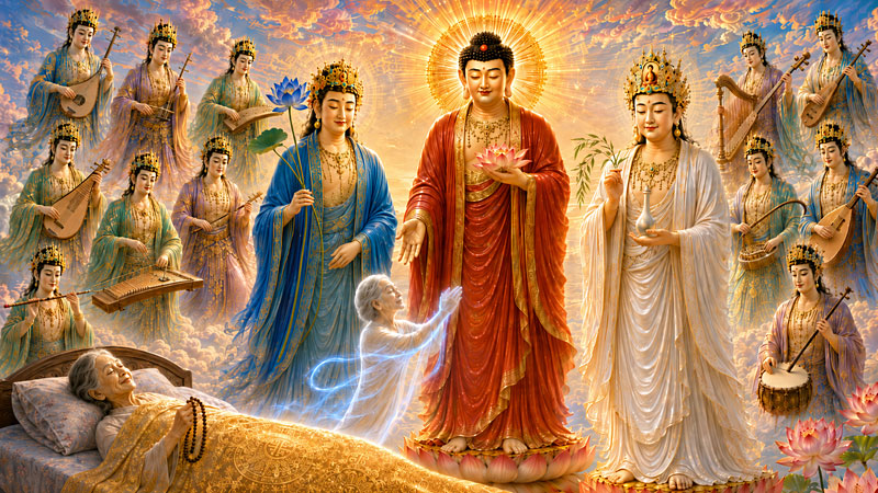 Tây Phương Tam Thánh tiếp dẫn vãng sanh